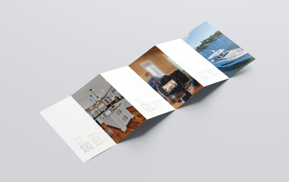 Image of Pelican View Productions brochure highlighting their specialties